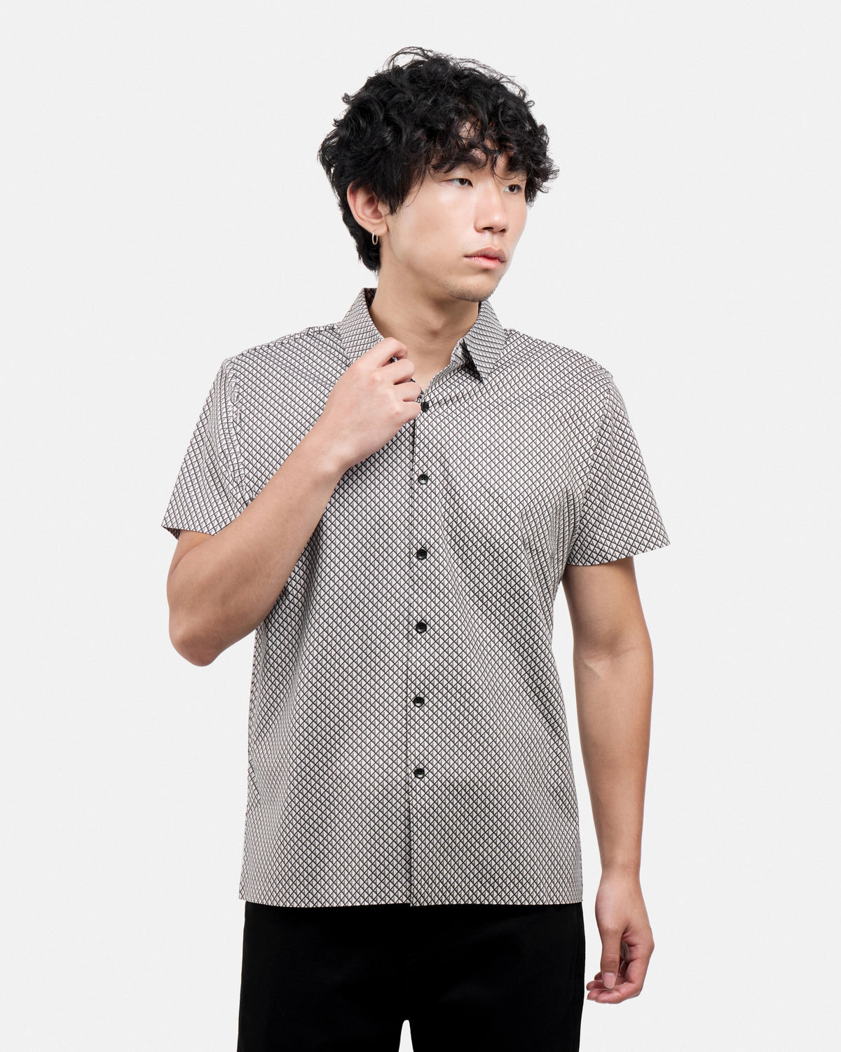 #XRTPM8101739 Diamond Line Printed Short Sleeve Button-Up Shirt-thumbmail-20