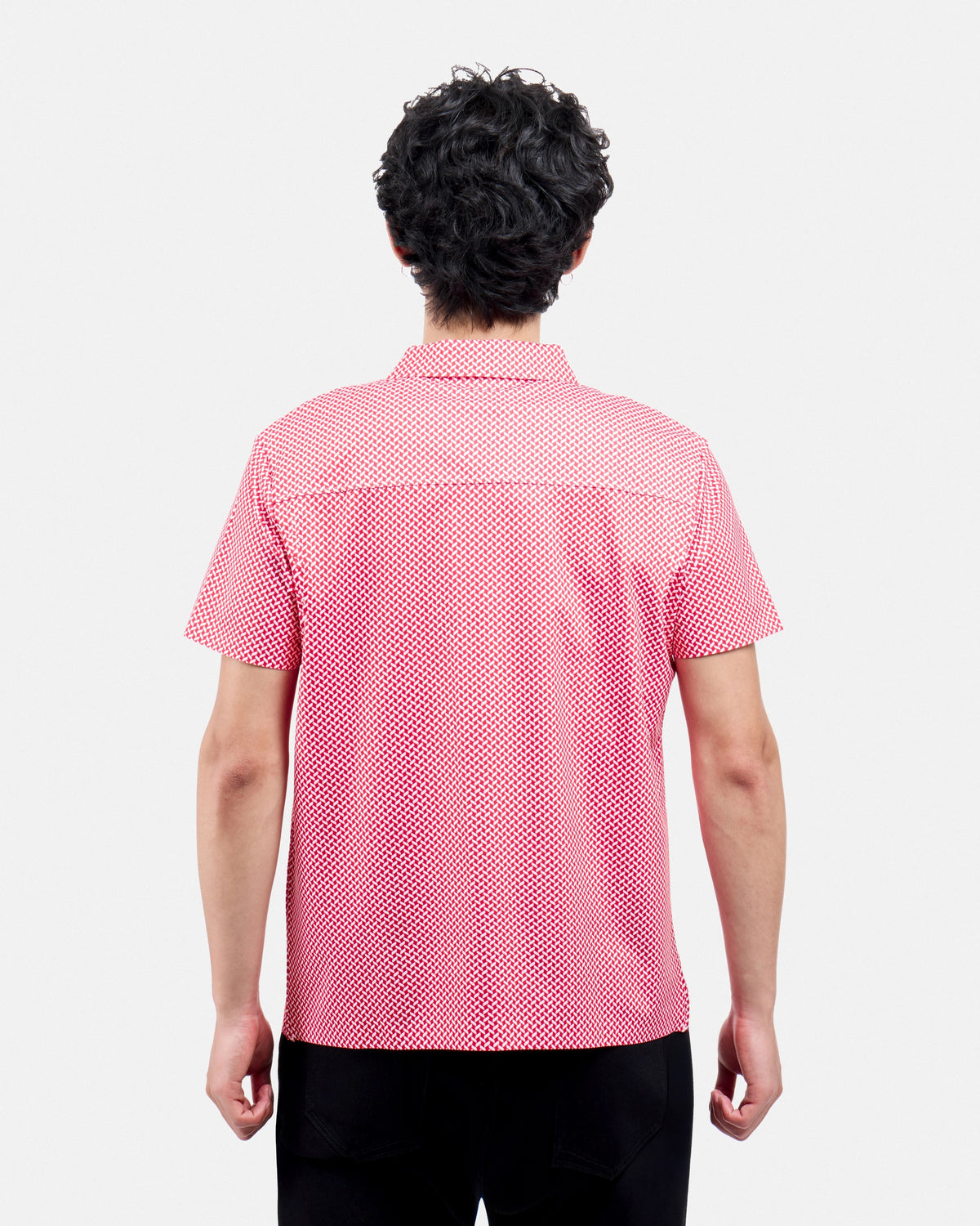 #XRTPM8101740 Herringbone Printed Short Sleeve Button-Up Shirt-thumbmail-10