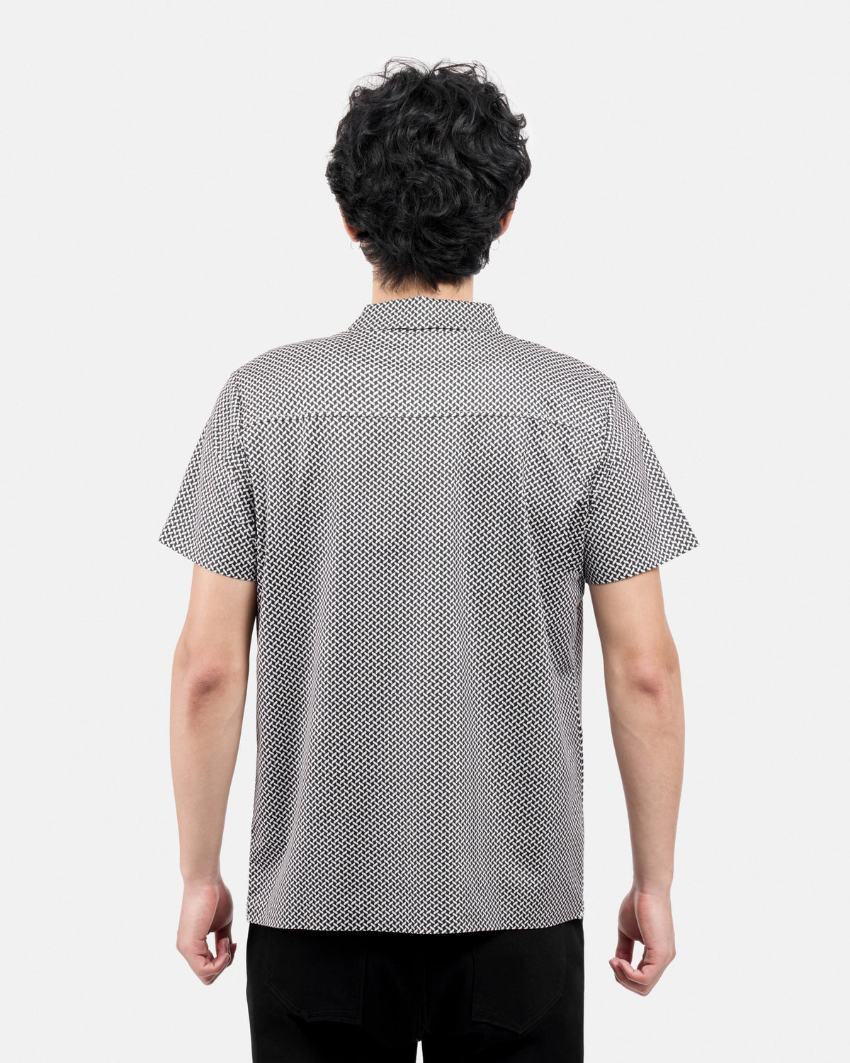 #XRTPM8101740 Herringbone Printed Short Sleeve Button-Up Shirt-thumbmail-18