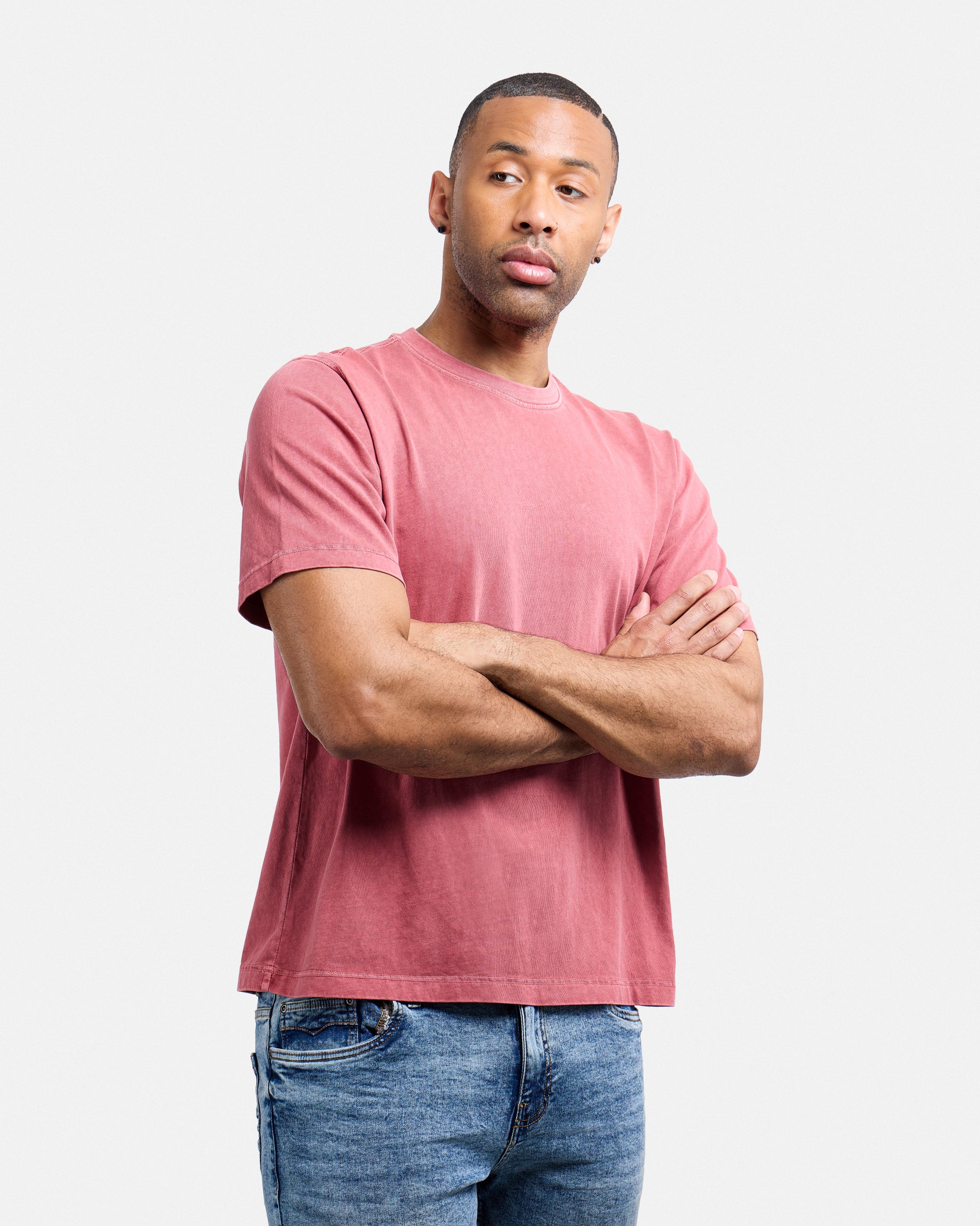 Men's Pigment Dyed Washed Boxy Crew Tee-thumbmail-5