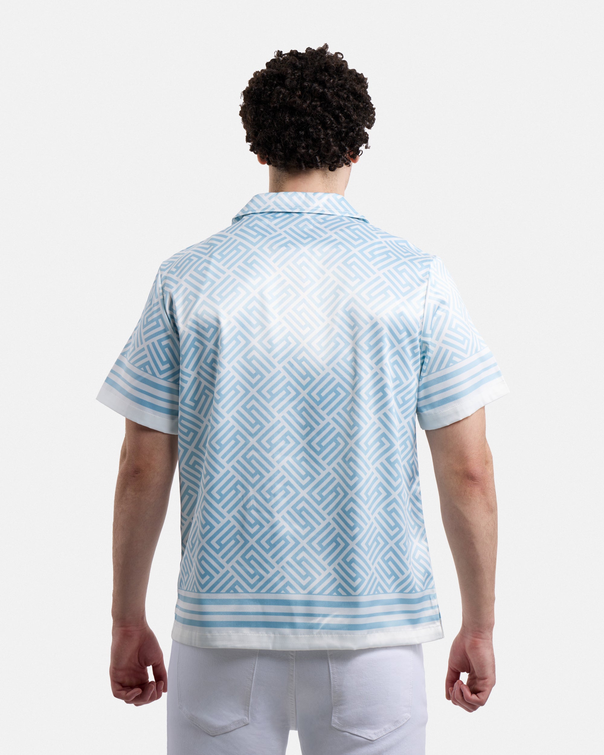 Men's Stripe Border Camp Collar Woven Shirt-thumbmail-42