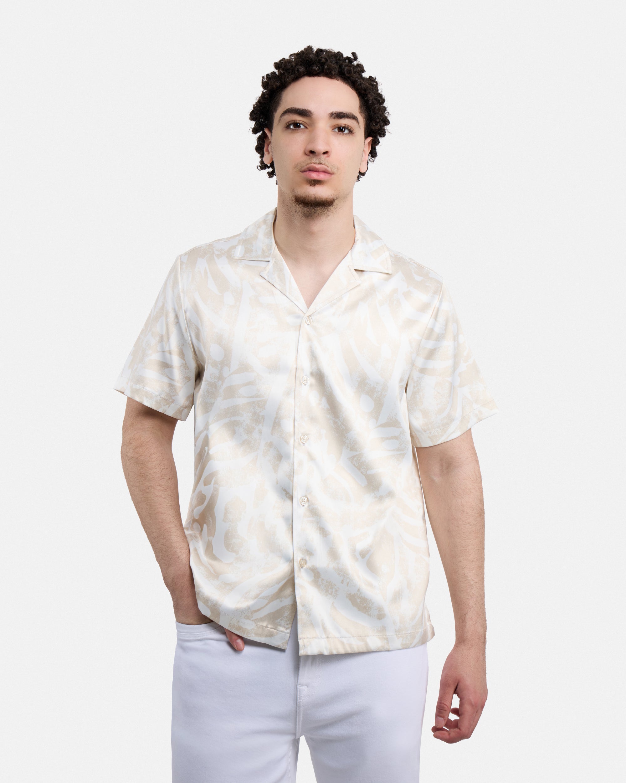 Men's Stripe Border Camp Collar Woven Shirt-thumbmail-9