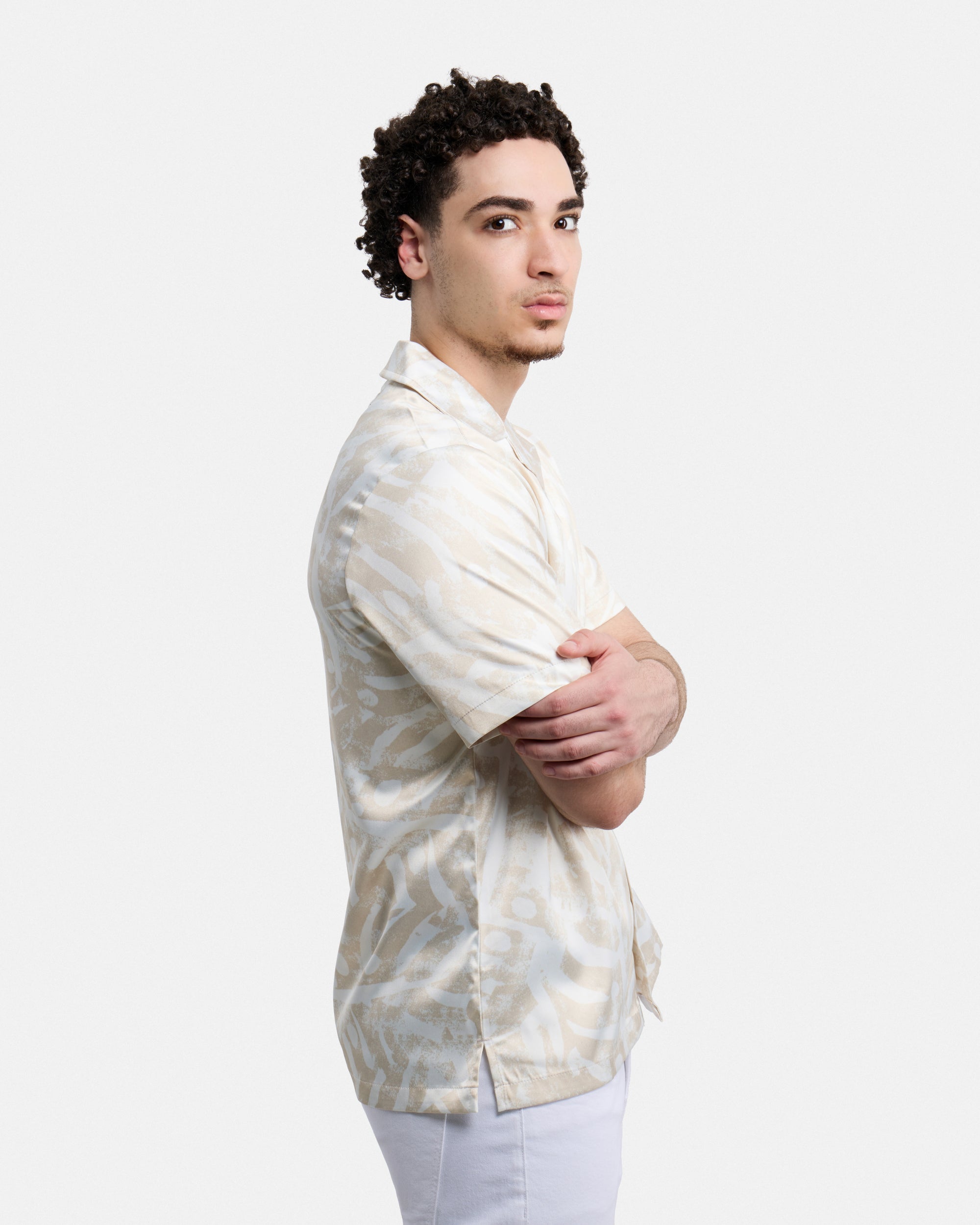 Men's Stripe Border Camp Collar Woven Shirt-thumbmail-11