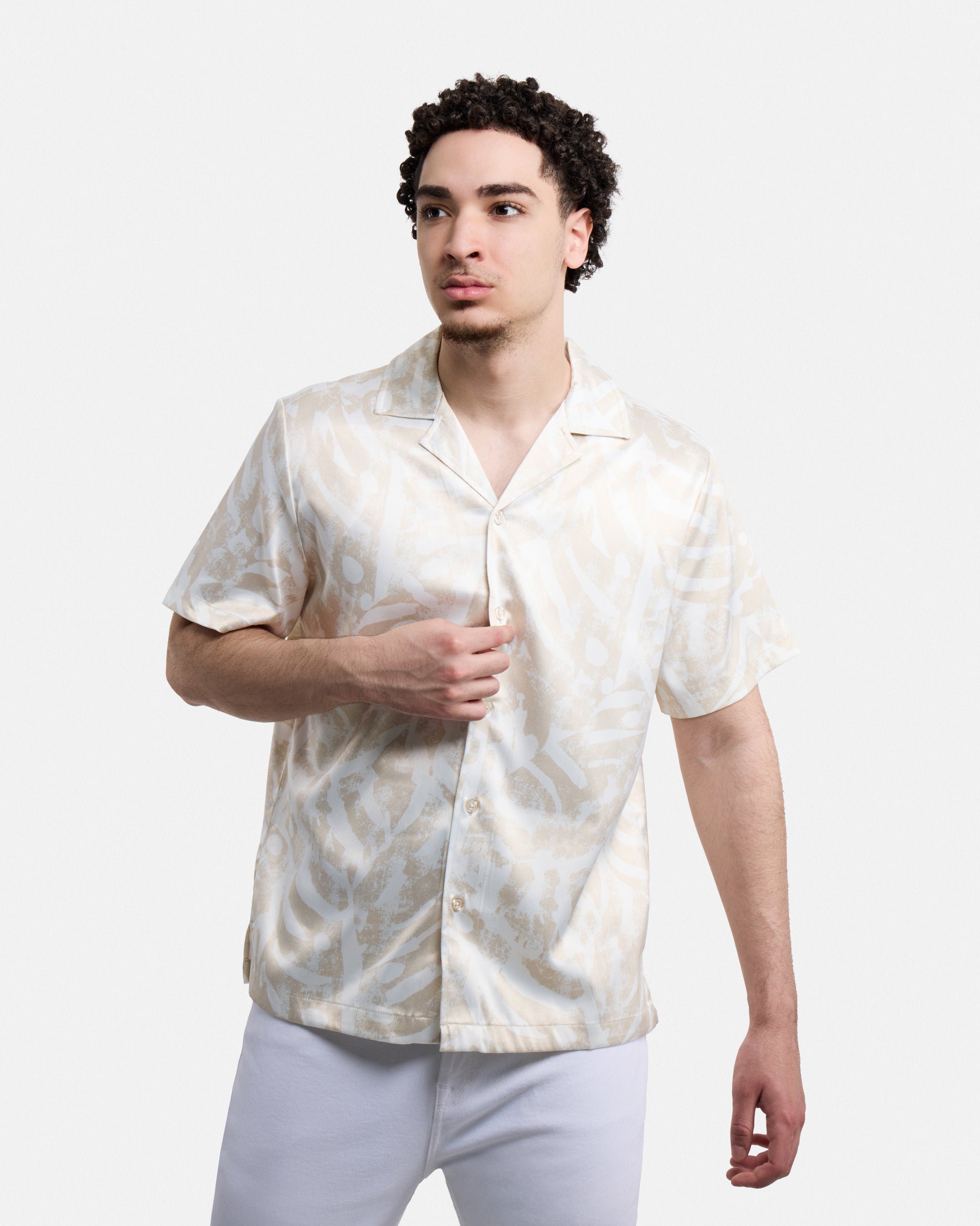 Men's Stripe Border Camp Collar Woven Shirt-thumbmail-12