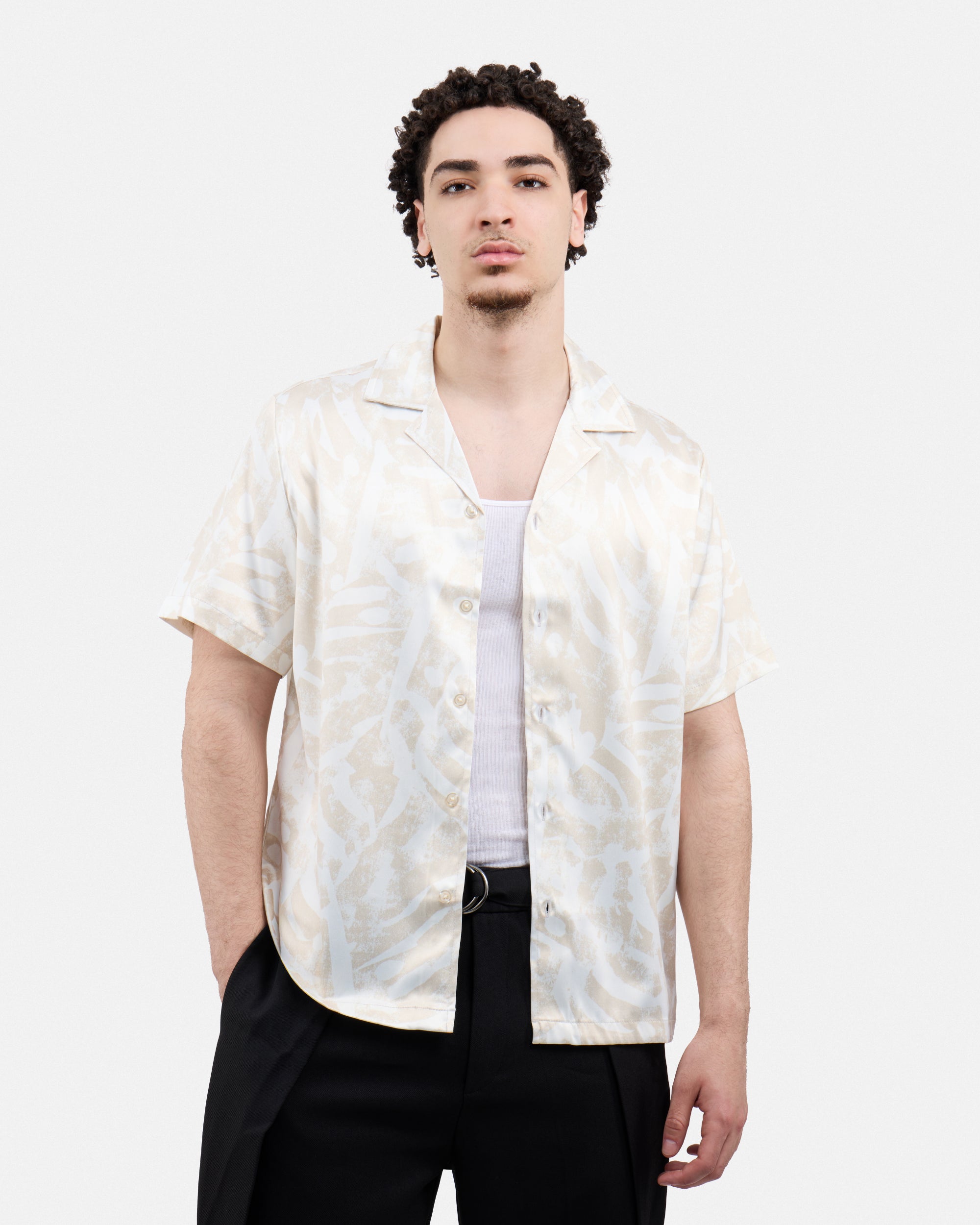 Men's Stripe Border Camp Collar Woven Shirt-thumbmail-13