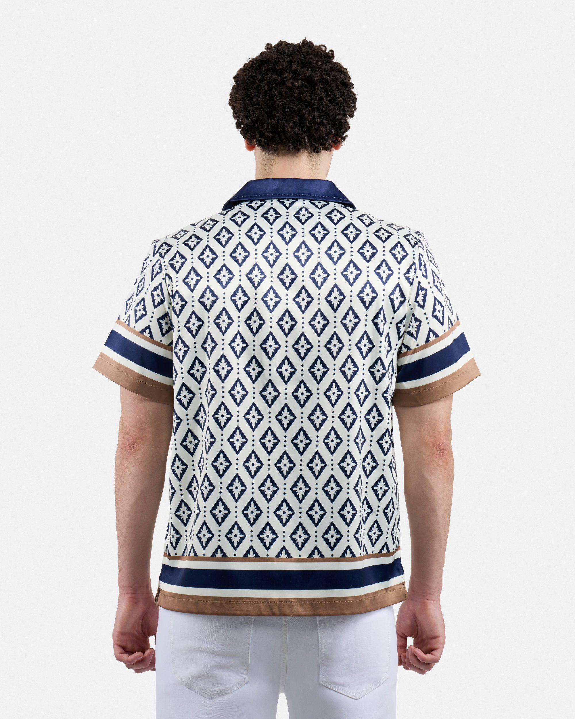 Men's Stripe Border Camp Collar Woven Shirt-thumbmail-26