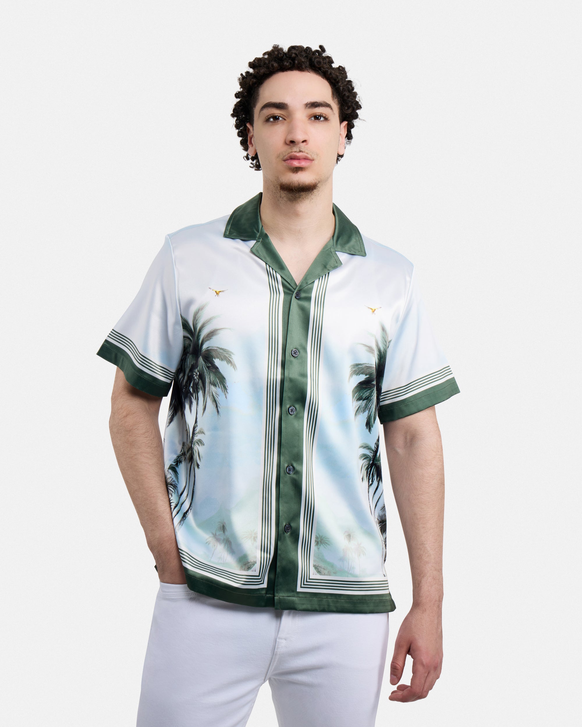 Men's Stripe Border Camp Collar Woven Shirt-thumbmail-17