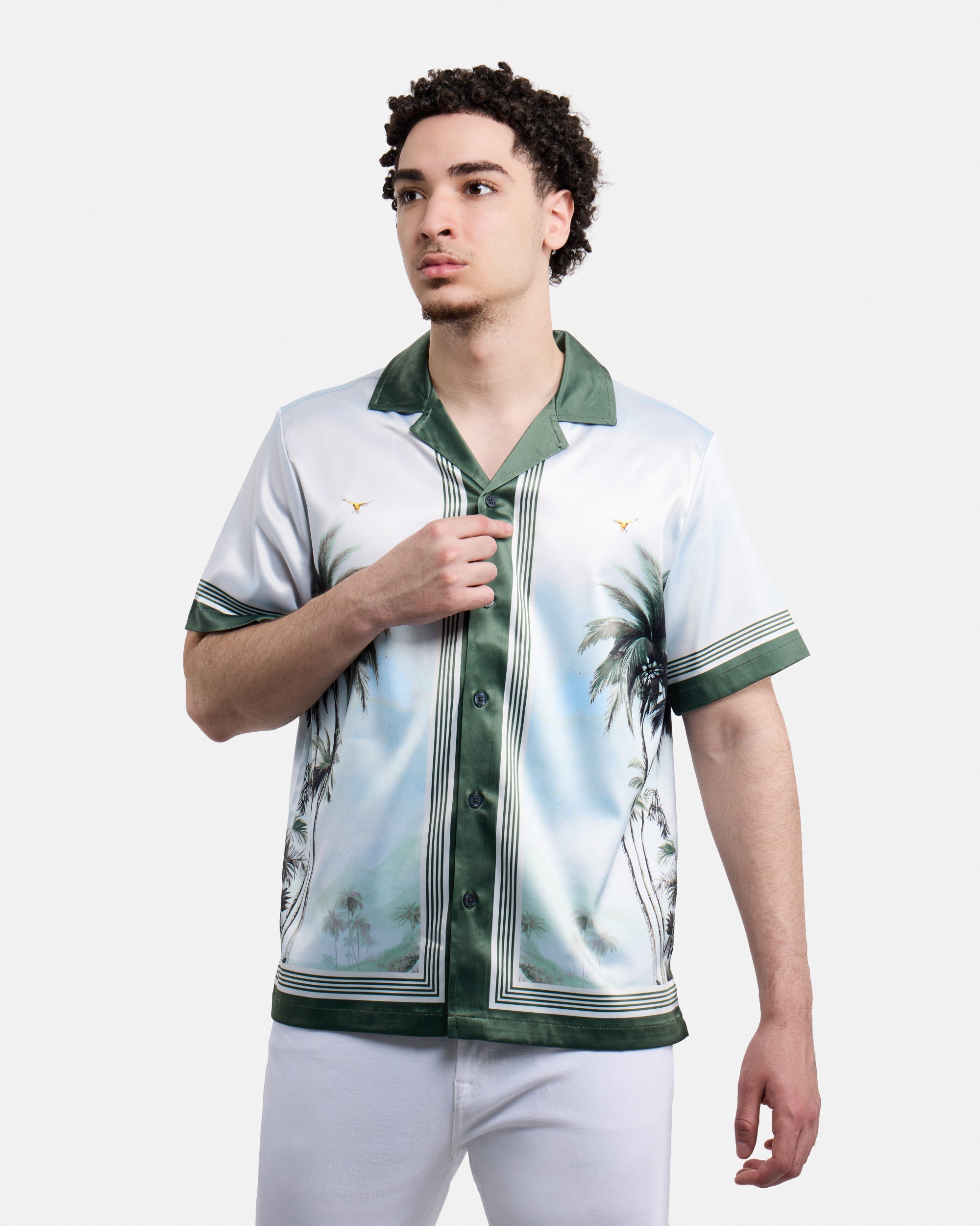 Men's Stripe Border Camp Collar Woven Shirt-thumbmail-20
