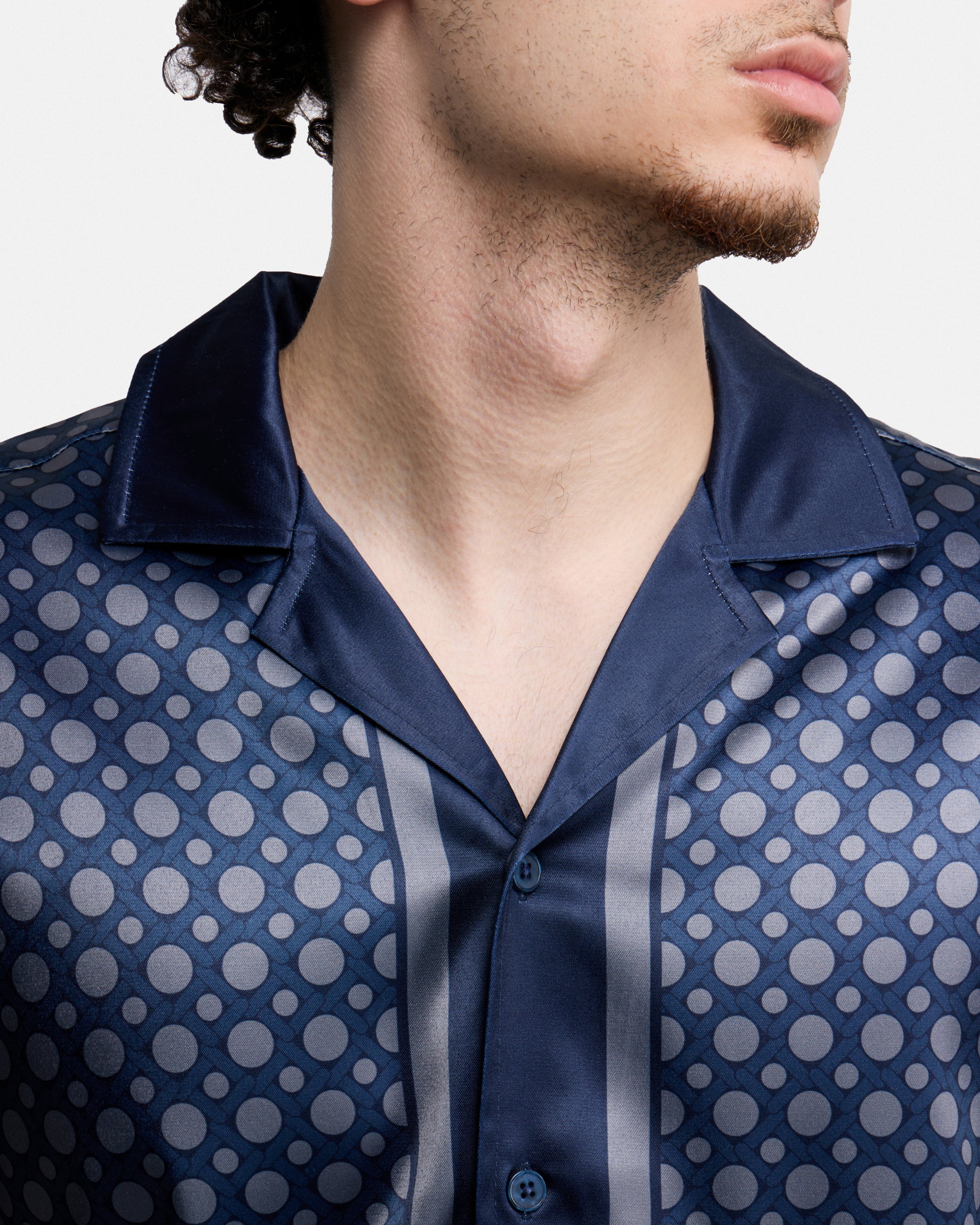 Men's Stripe Border Camp Collar Woven Shirt-thumbmail-38