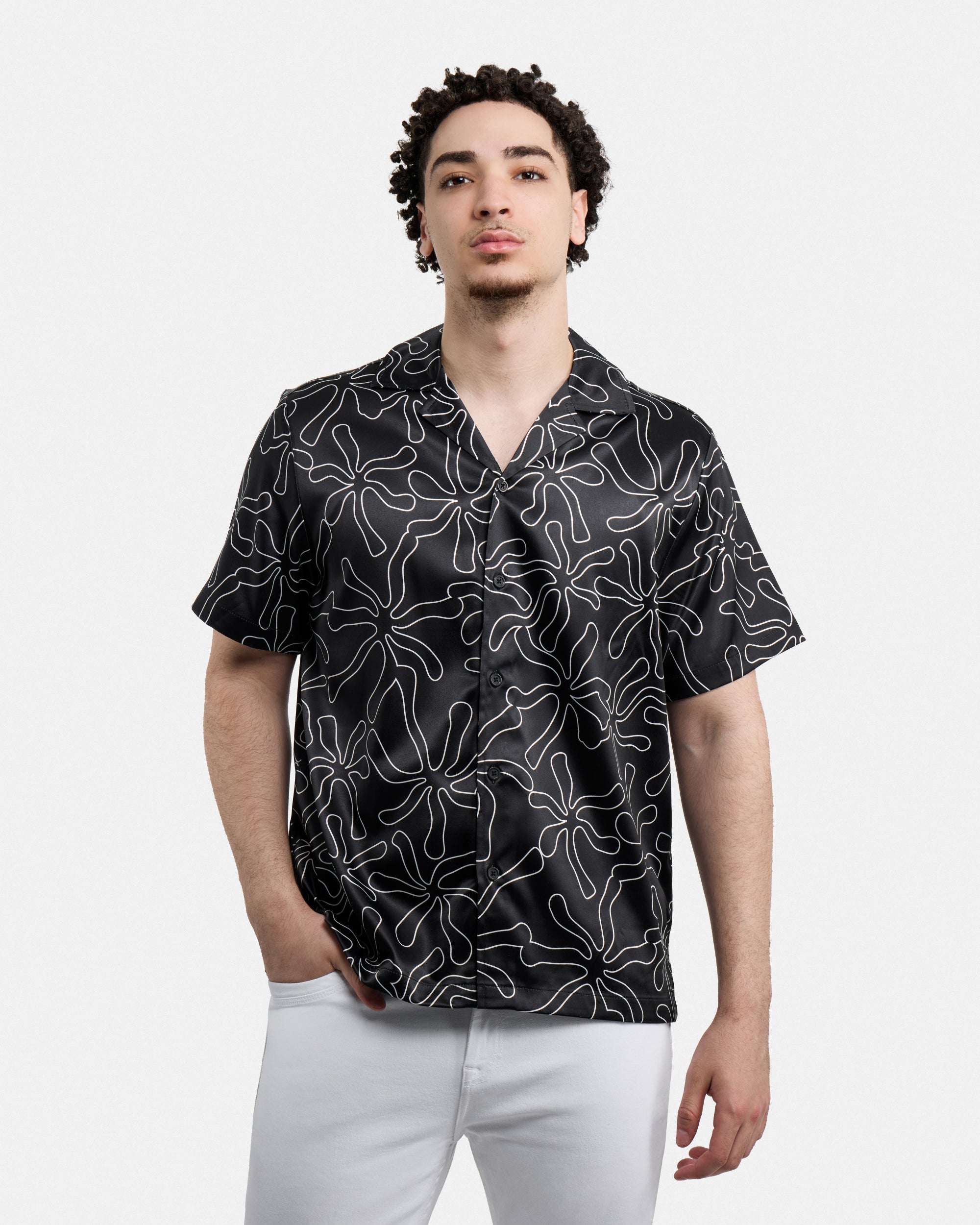 Men's Stripe Border Camp Collar Woven Shirt-thumbmail-49