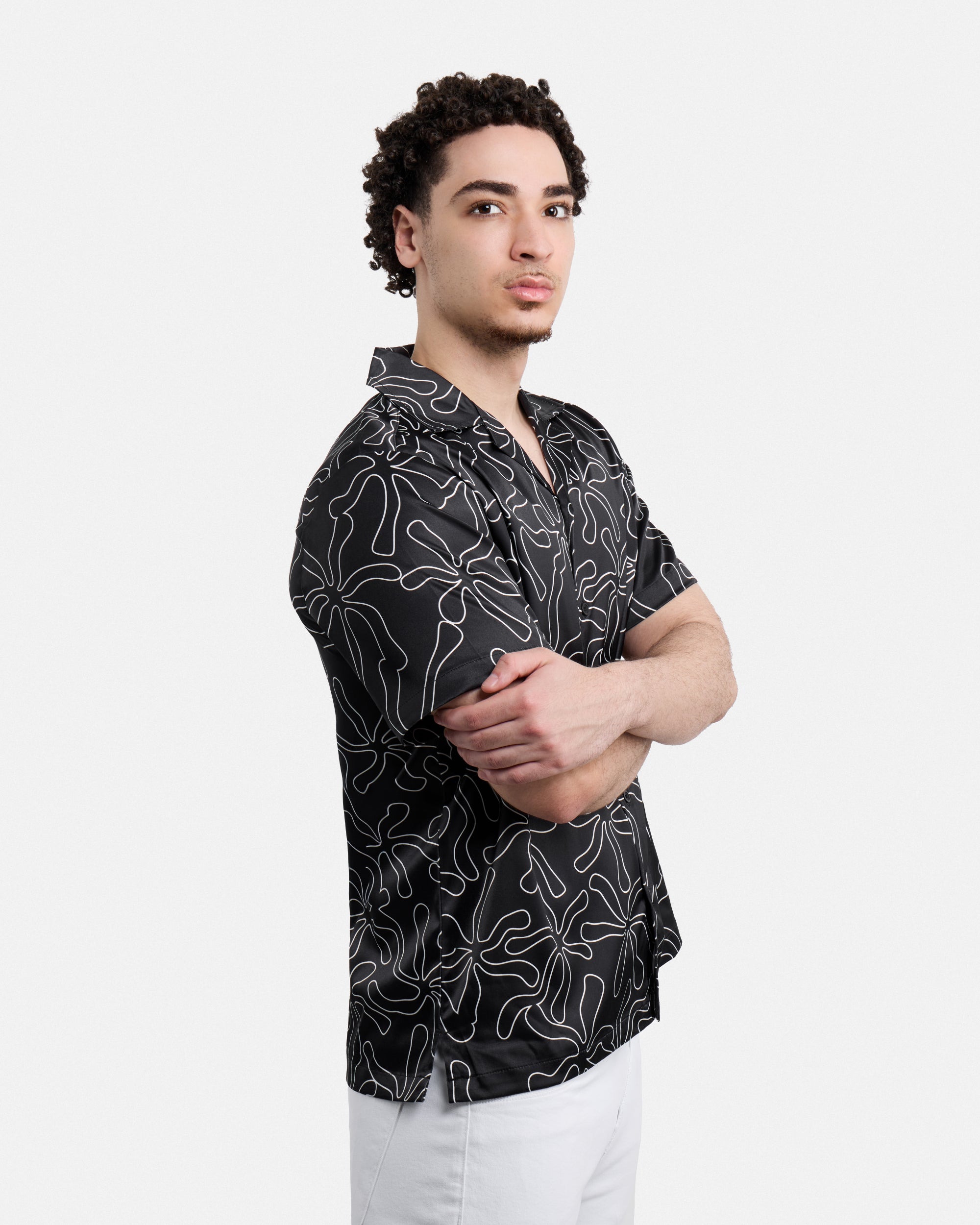 Men's Stripe Border Camp Collar Woven Shirt-thumbmail-51