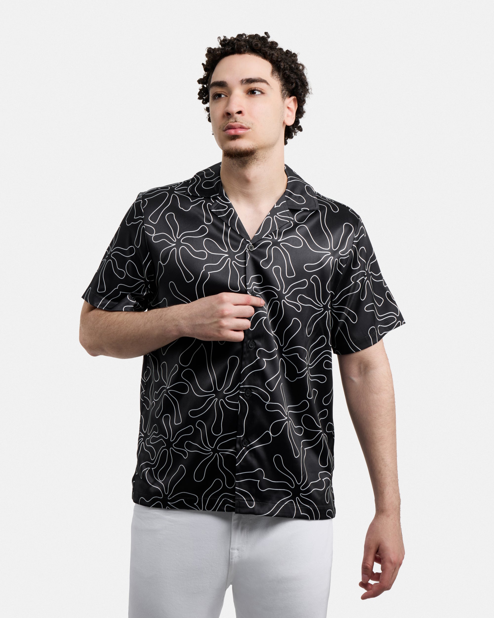 Men's Stripe Border Camp Collar Woven Shirt-thumbmail-52