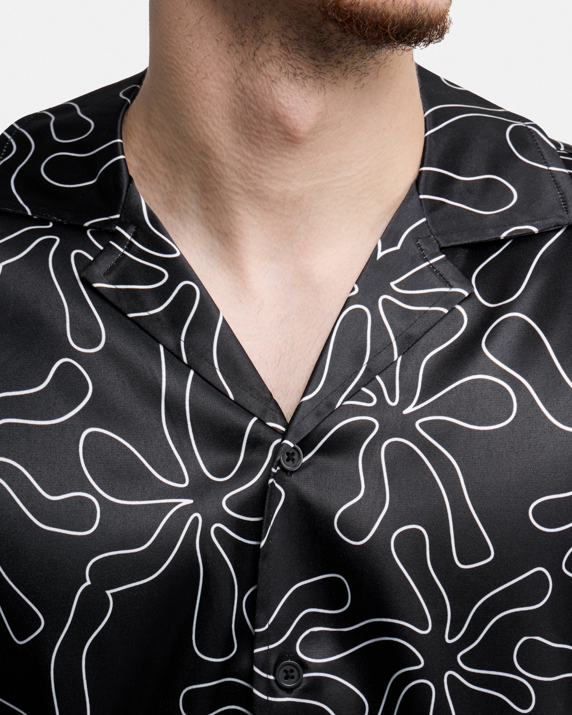 Men's Stripe Border Camp Collar Woven Shirt-thumbmail-54