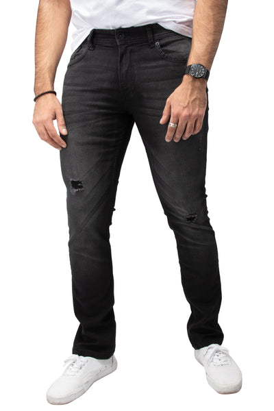 Raw X Men's Skinny Fit Stretch Distressed Ripped Washed Contrast