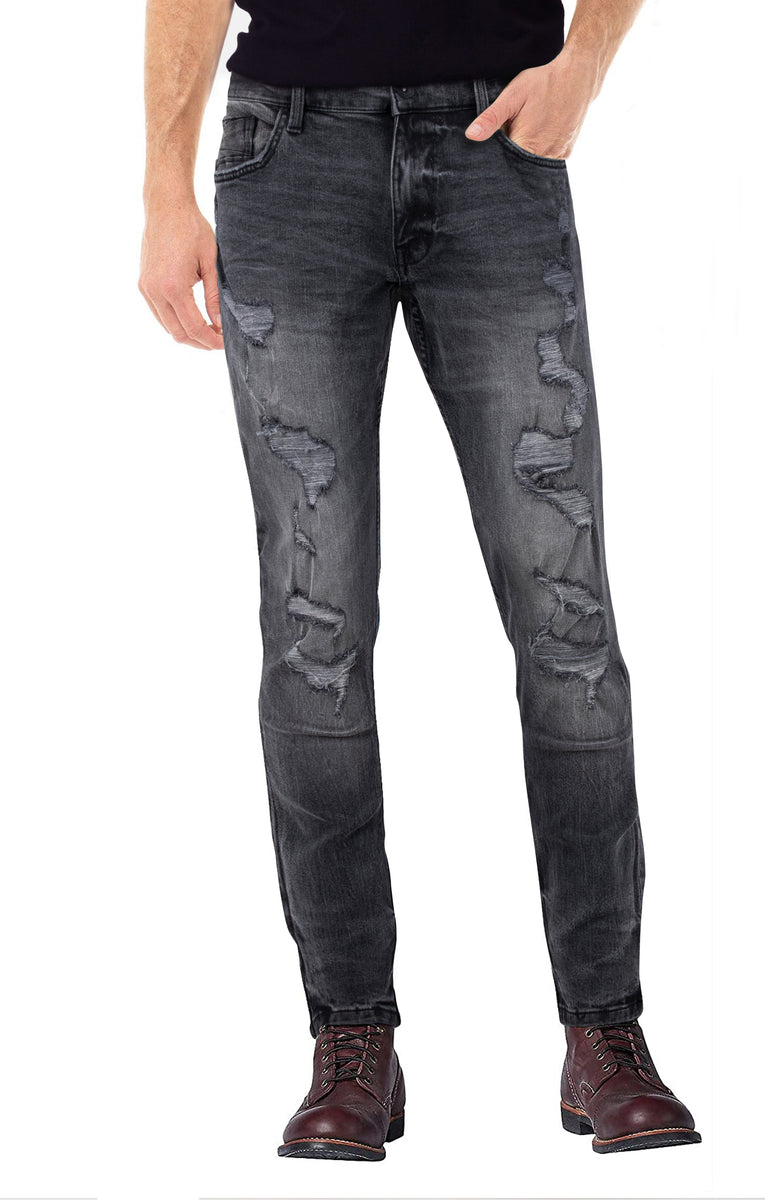 XRay Jeans Raw X Men's Skinny Look Stretch Jeans With Fashion Rips – X ...