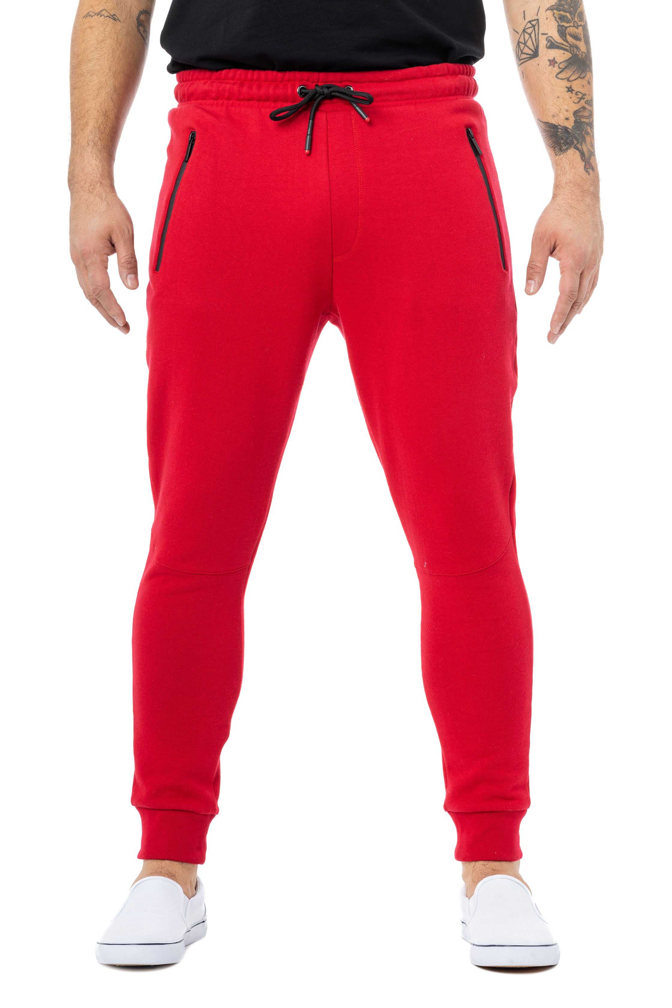 YUHAOTIN Mens Joggers with Zipper Pockets Red Mens Cotton and