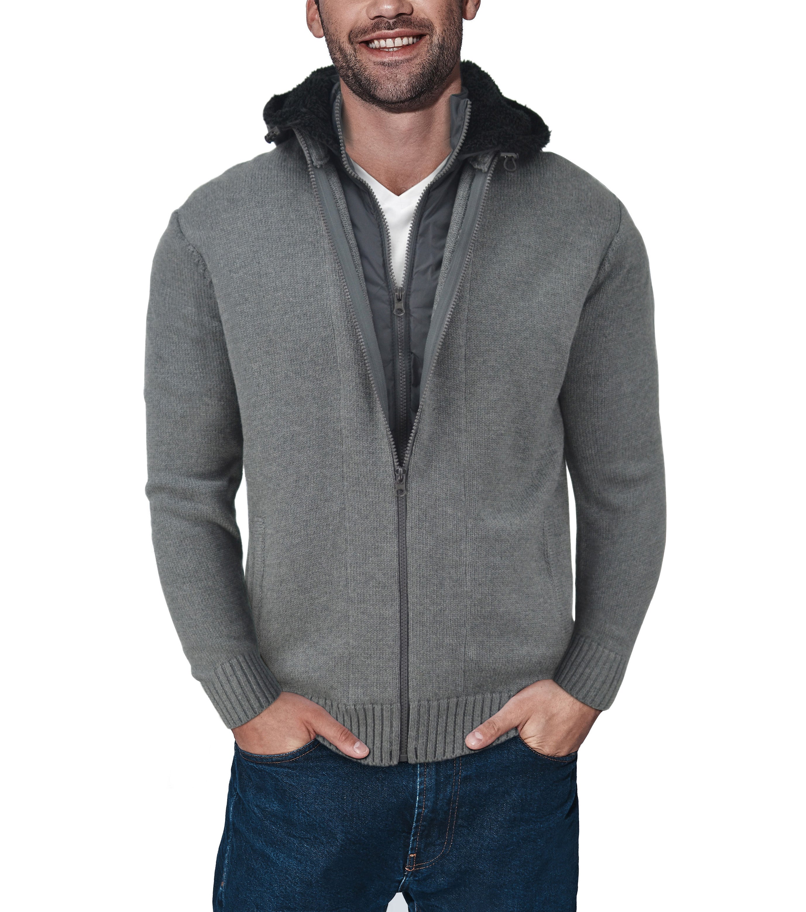 X RAY Knitted Full Zip Cardigan Sweater